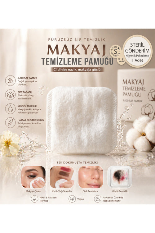 %100 Saf Premium Makyaj Temizleme Pamuğu